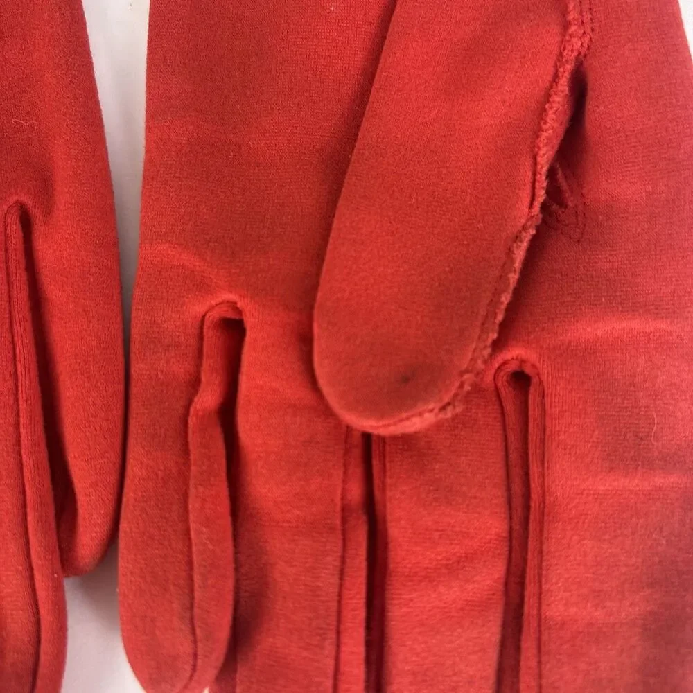 VTG Crescendoe Red Gloves Size 7 1/2 (7.5) Long Opera